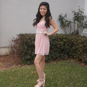 Sparkly Pink Strapless Homecoming Dress (Size 3)